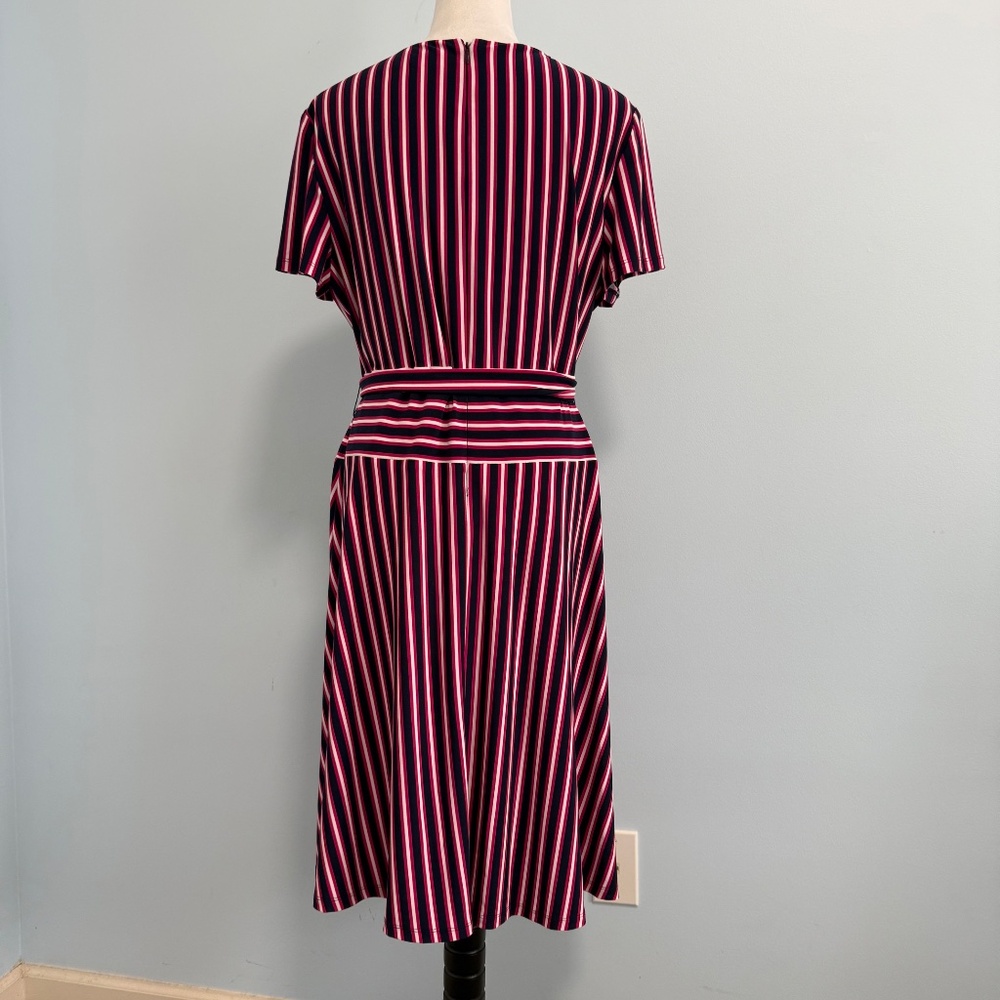 Lauren Ralph Lauren Women’s Multicolored Stripe Flare Short Sleeve Dress Size 16 - Picture 7 of 13